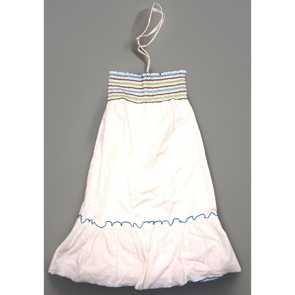 Mossimo Supply‎ Halter Dress S White Boho Lined Cotton Ruffle Smocked Beach